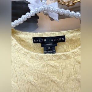 Ralph Lauren Black Label Vintage Yellow Cableknit Cashmere Sweater Blouse Top M